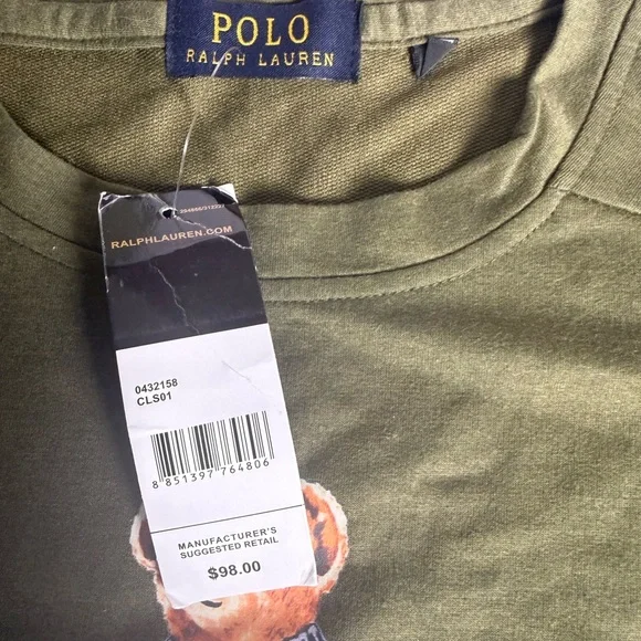 Ralph Lauren Olive Polo Bear Shirt L - Picture 5 of 5